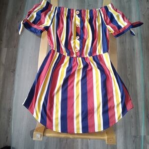Urban Heritage Multicolor Striped Off-Shoulder Dress